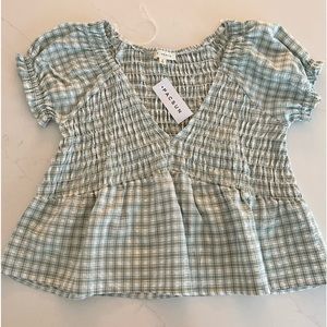 Pacsun Green Gingham Babydoll Top